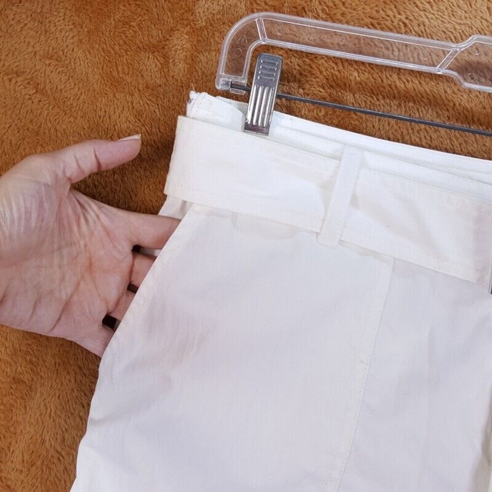 HELMUT LANG Womens Pants Size 10 White Tapered Crop Belted Zippers FLIGHT $540 - Picture 5 of 12